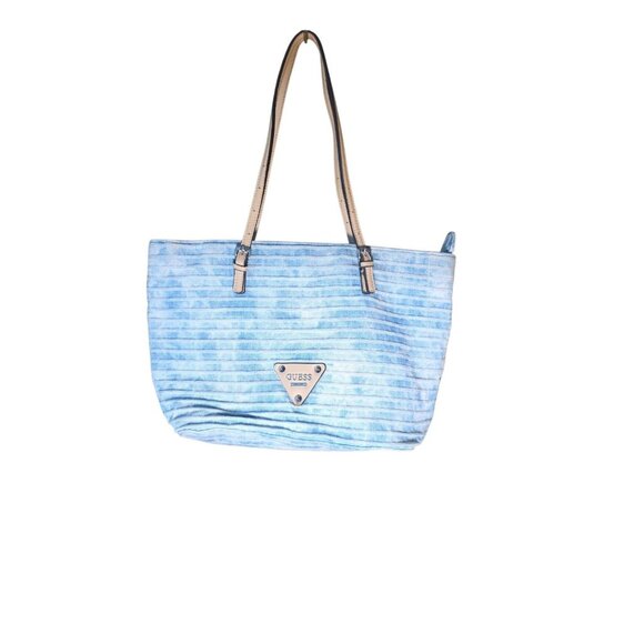 Guess Delaney Blue Denim Tye Dye Tote Handbag Purse - Picture 1 of 13